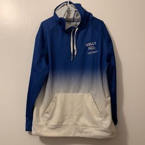 Welly football hoodie with pockets large blue faded to white Badger